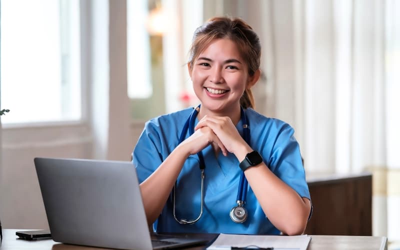 Dermatologist conducting an online consultation