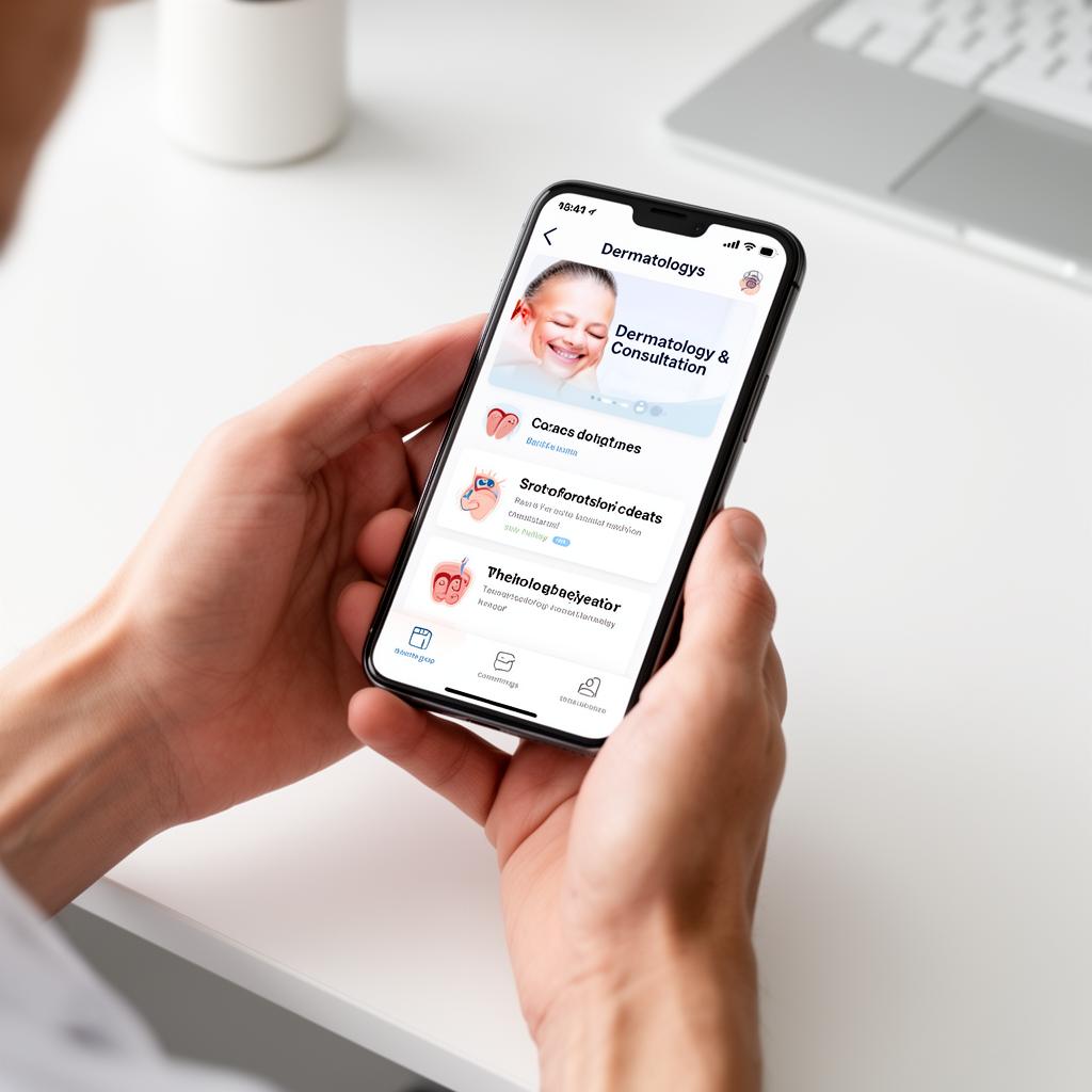 Booking a dermatology consultation on a smartphone